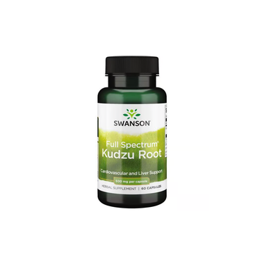 Swanson's Kudzu Root 500 mg supplement, with 60 capsules, provides powerful support for cardiovascular health and liver function.